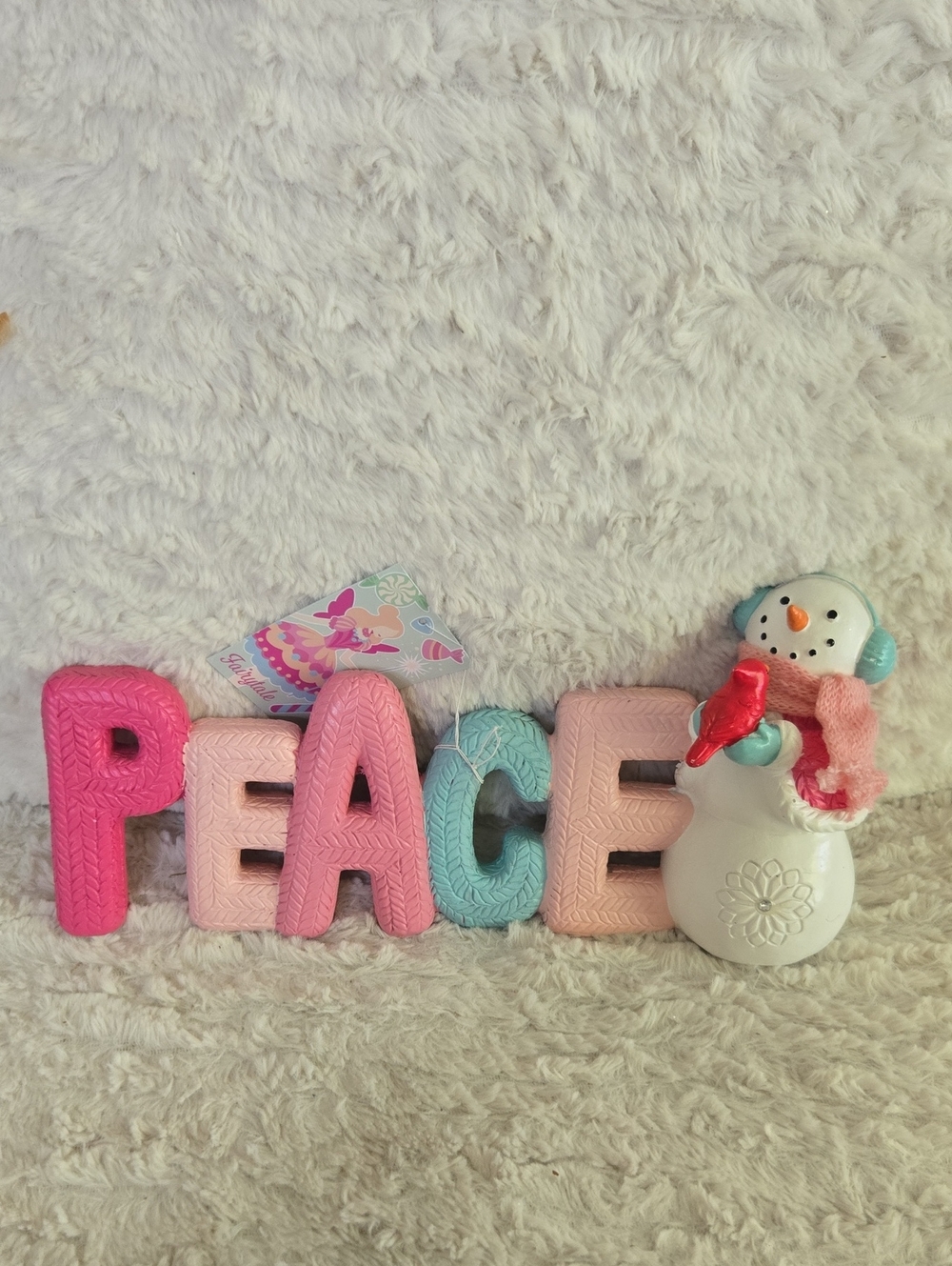 PEACE Pastel Block Decor - Pink, Light Pink & Teal